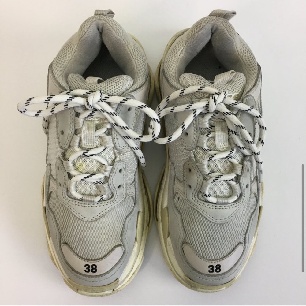 Authentic BALENCIAGA Triple S Size 38 Gray Sneakers - Picture 5 of 10